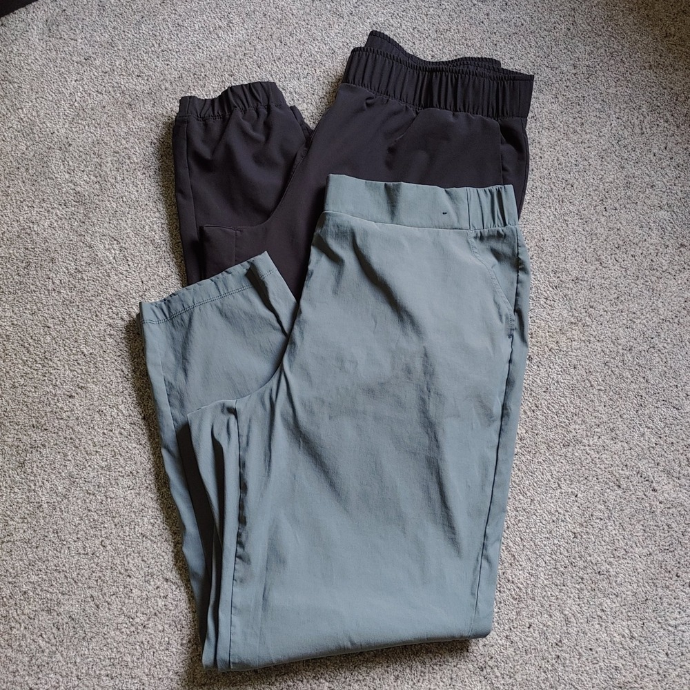 Lot of 2 Womens Tech Travel Hiking Pants Straight Leg and Black Cargo Joggers XL